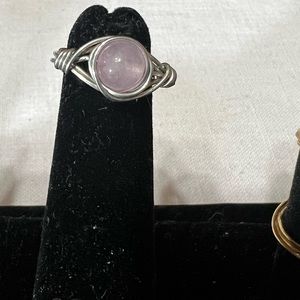 New pink quarts hand wrapped ring